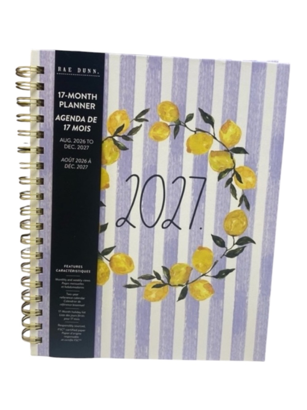 🆕 Rae Dunn 2027 Lemon Wreath 17 Month Planner